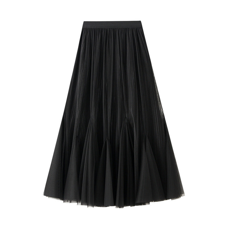 Dreamy Romantic Tulle Skirt – Retro Mesh Fishtail Elegance for Lovers Friends & Fairytale Moments - Black / Free Size