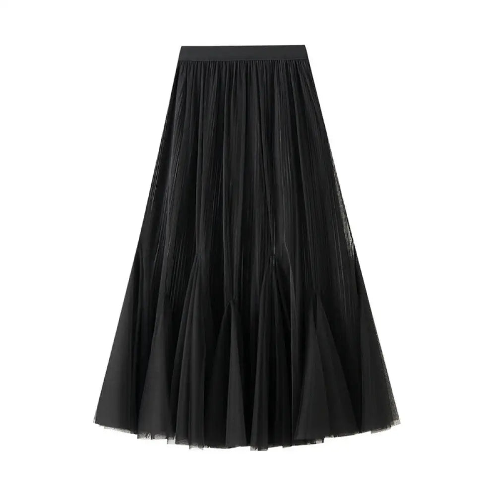 Dreamy Romantic Tulle Skirt – Retro Mesh Fishtail Elegance for Lovers Friends & Fairytale Moments - Black / Free Size