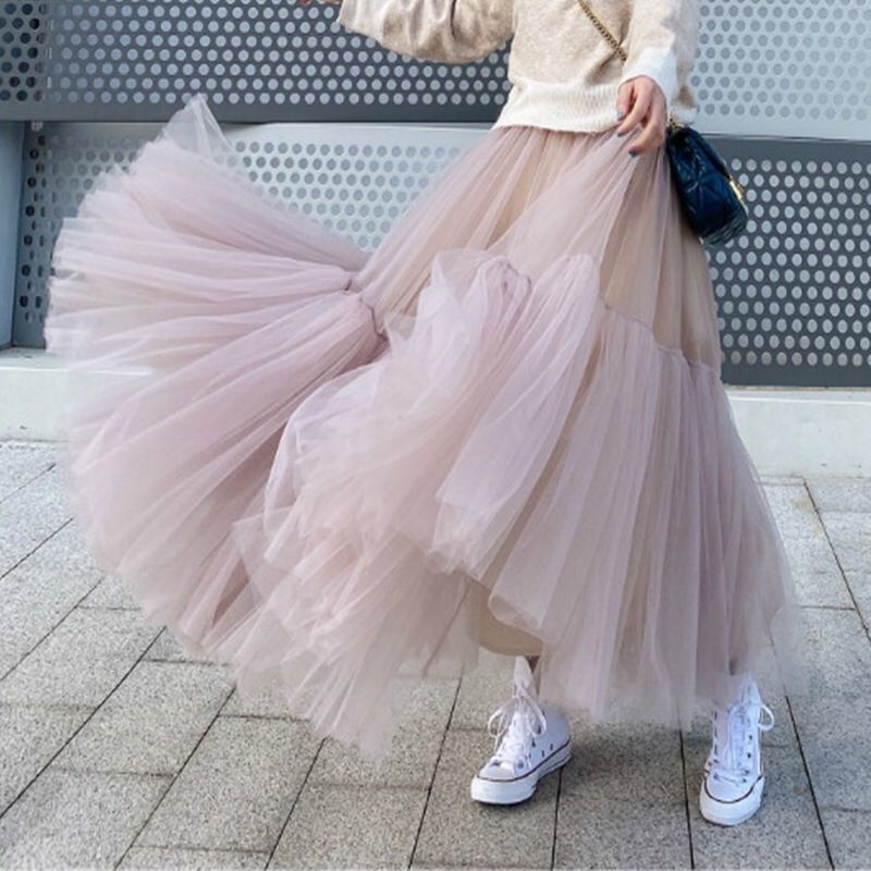Dreamy Tulle Mesh Soulmate Skirt – High Waist Lover’s A-Line Skirt for Friends & Fairy Moments - Lotus Root Starch