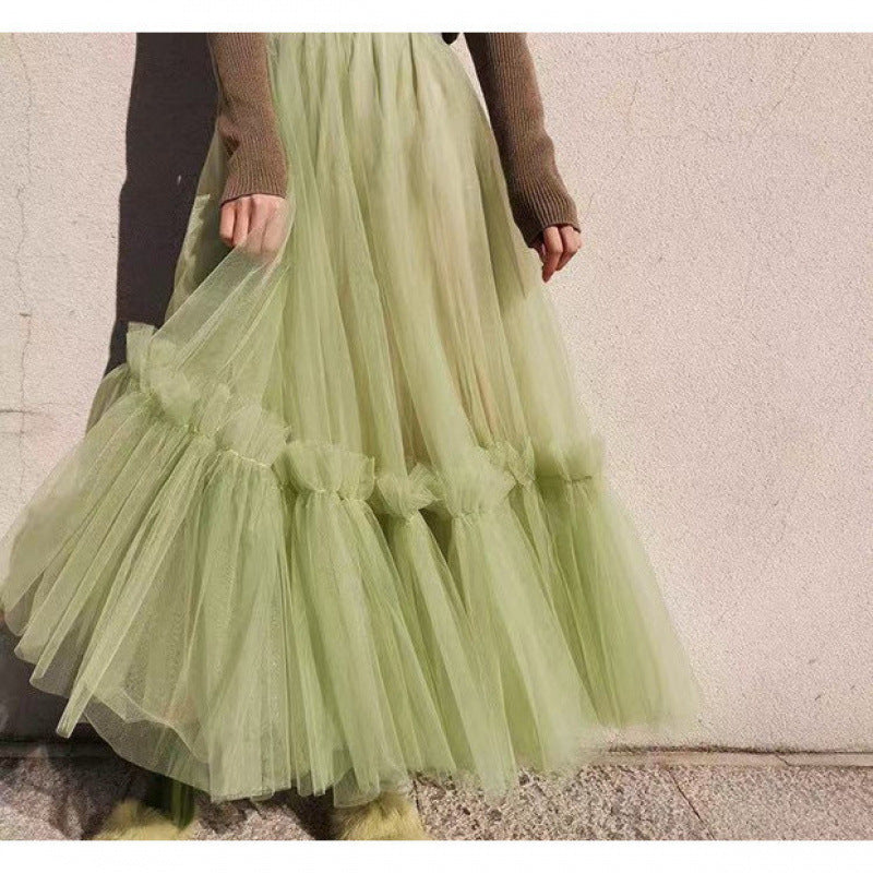 Dreamy Tulle Mesh Soulmate Skirt – High Waist Lover’s A-Line Skirt for Friends & Fairy Moments - Fruit Green / Skirt