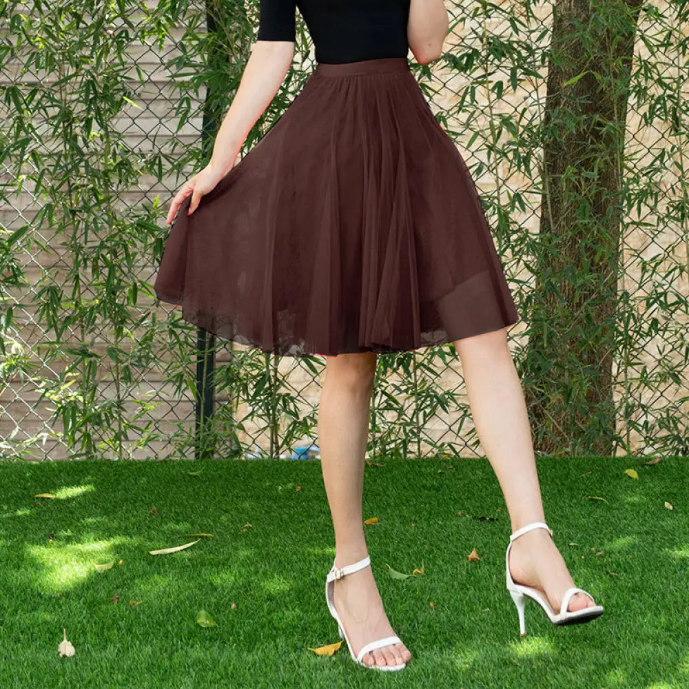 Dreamy Tulle Skirt for Lovers Soulmates & Friends | same ANTHEM - Deep Brown / Free Size - Skirt