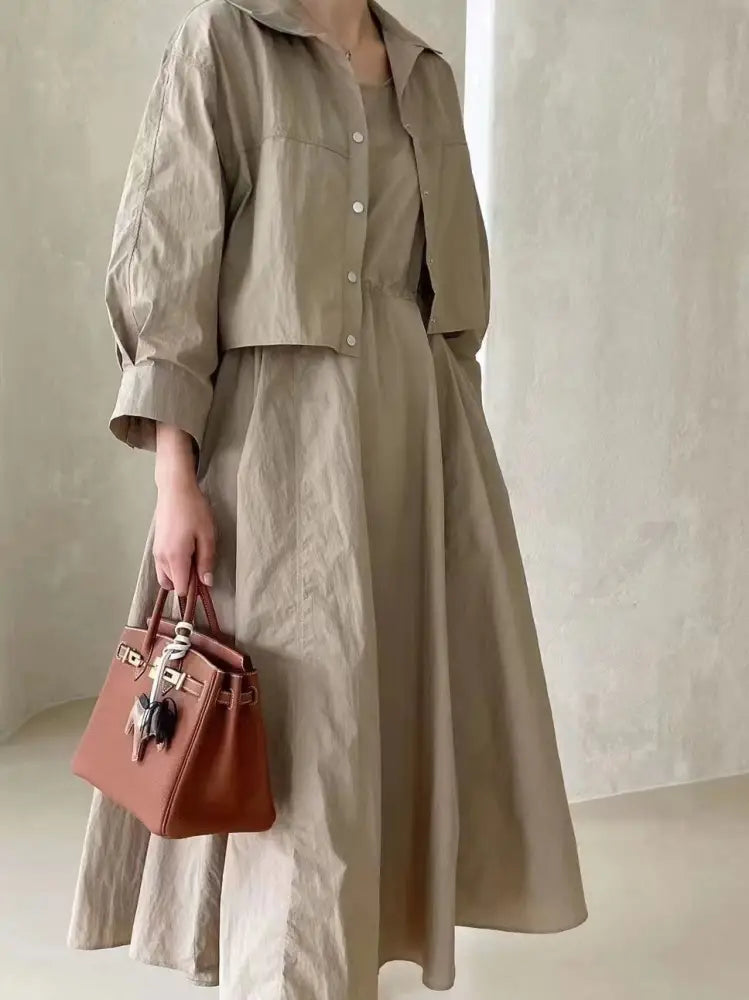 Dreamy Two-Piece Set – Japanese Collar & Dress | Soulmate Streetwear | same ANTHEM - khaki / One size