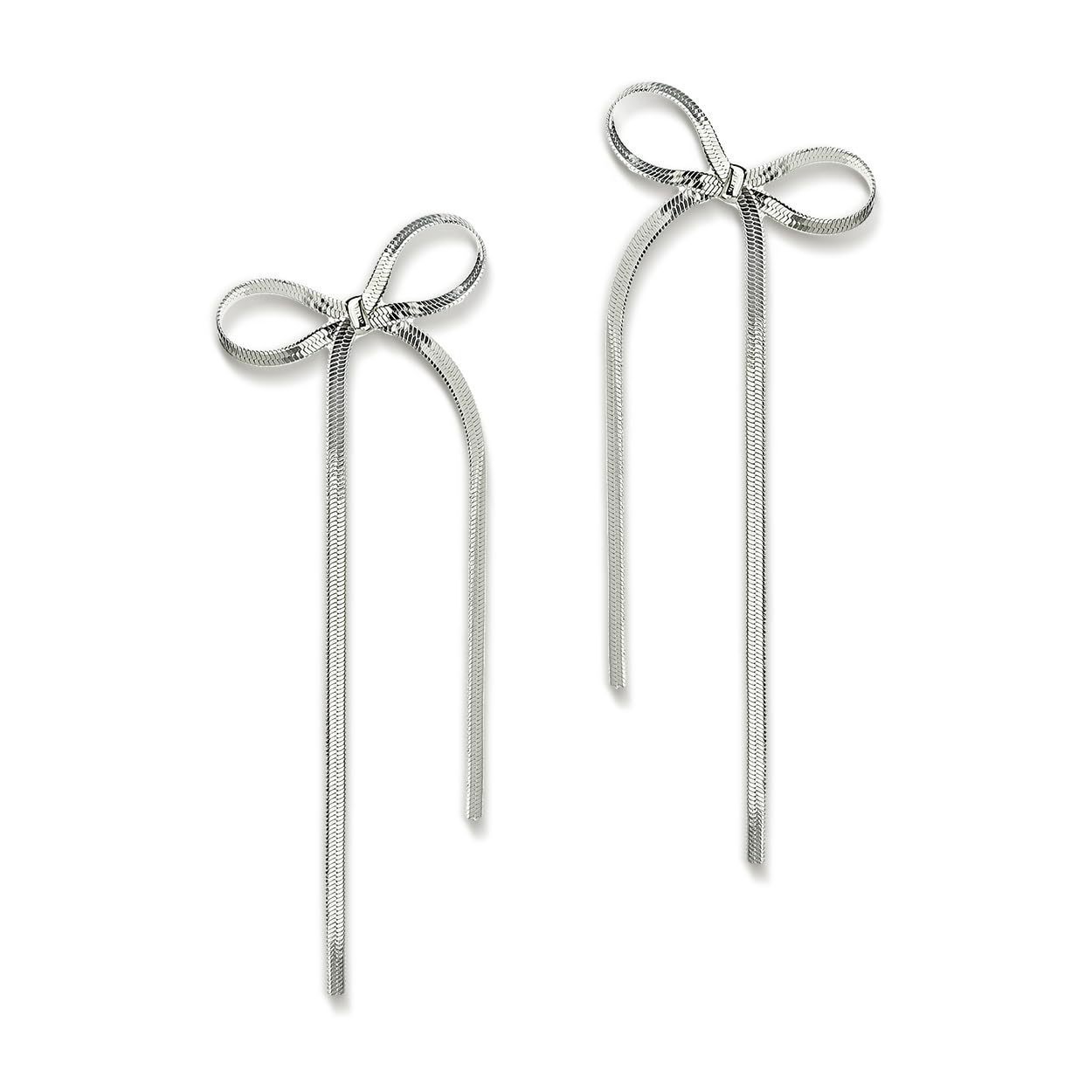 Electroplating Real Gold Simple Women’s Earrings - Silver Long Style