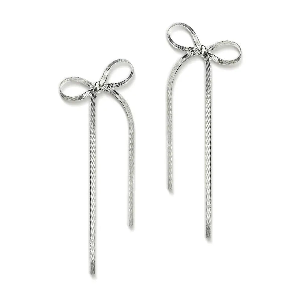 Electroplating Real Gold Simple Women’s Earrings - Silver Long Style