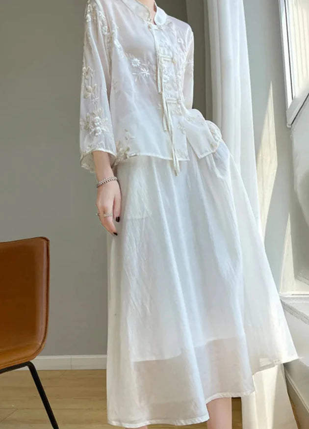 Elegant Chiffon A-Line Skirt – French Mid-Length Style | same ANTHEM