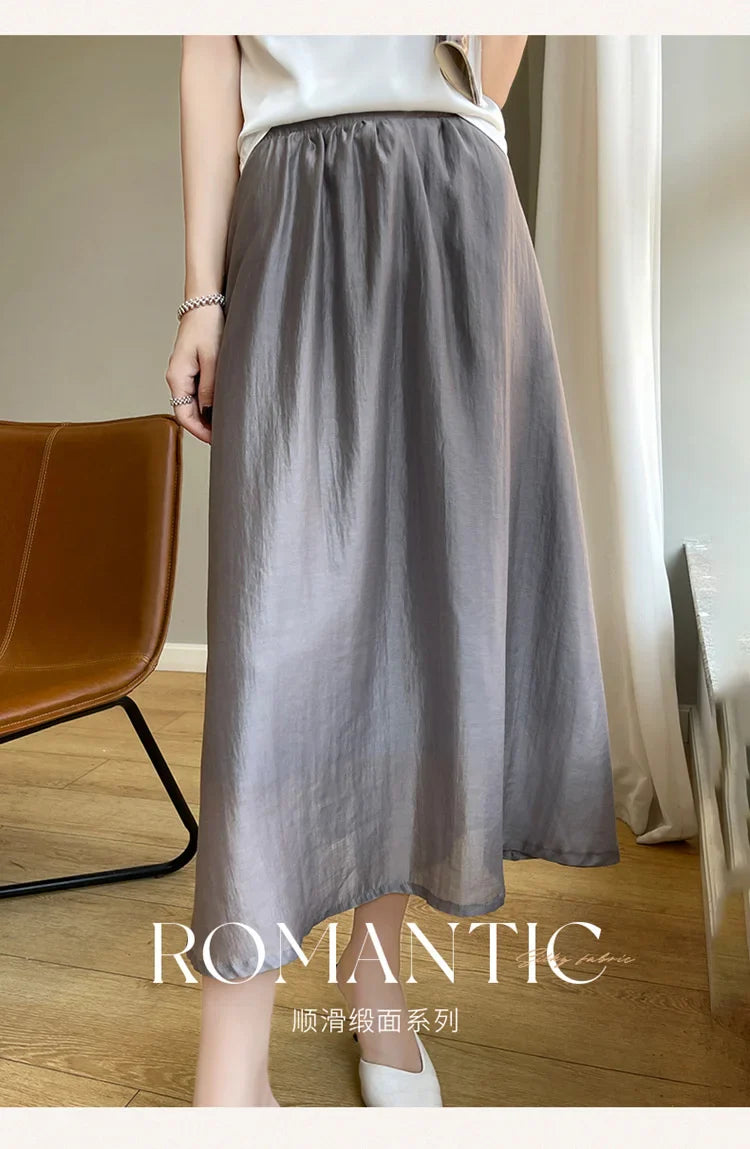 Elegant Chiffon A-Line Skirt – French Mid-Length Style | same ANTHEM
