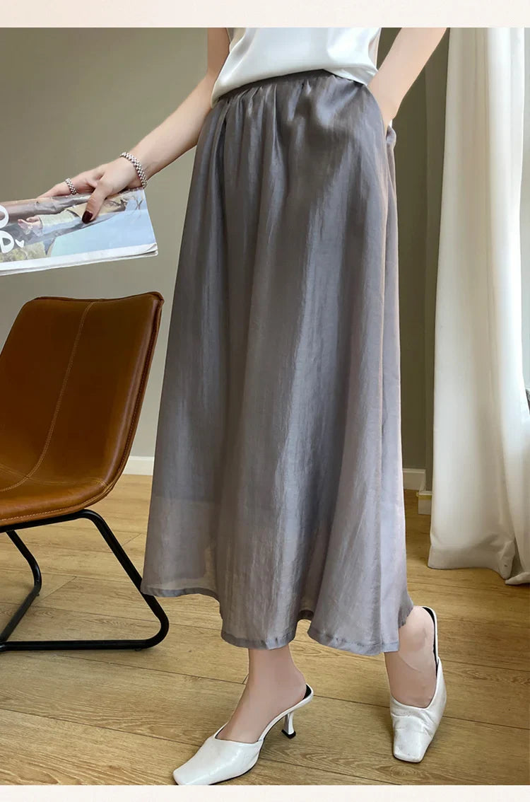Elegant Chiffon A-Line Skirt – French Mid-Length Style | same ANTHEM