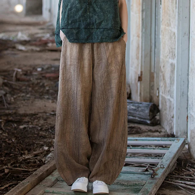 Elegant Cotton Linen Baggy Cargo Pants – Casual Boho Chic for Free Spirits | Same ANTHEM - Auburn(one layer) / S