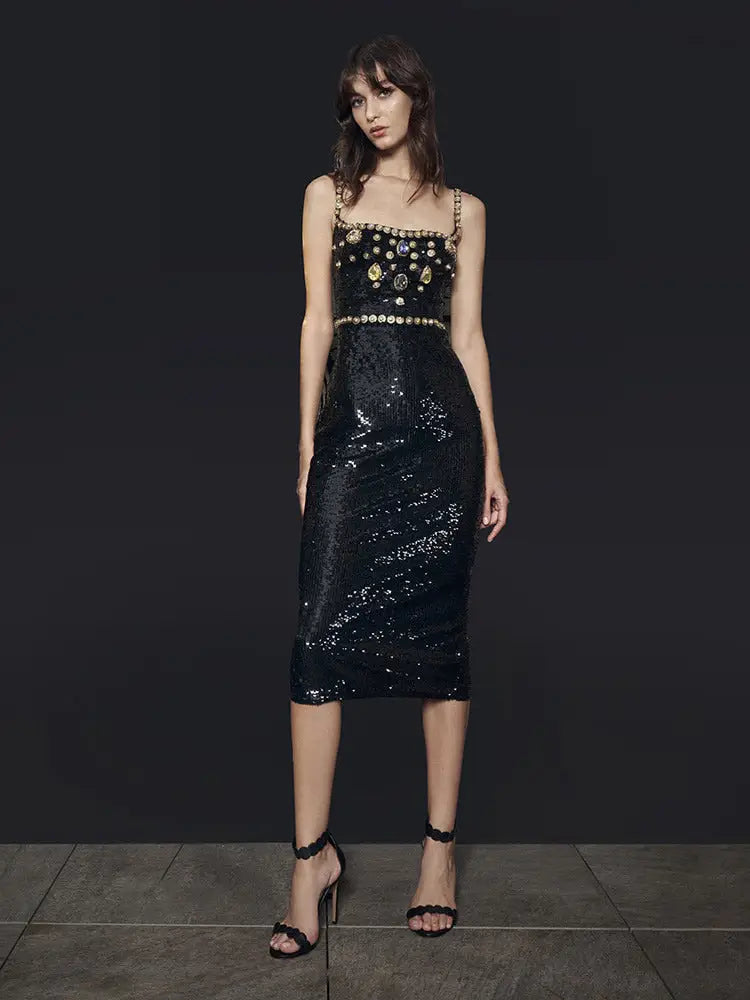 Elegant Crystal Sequin Dinner Dress | same ANTHEM.