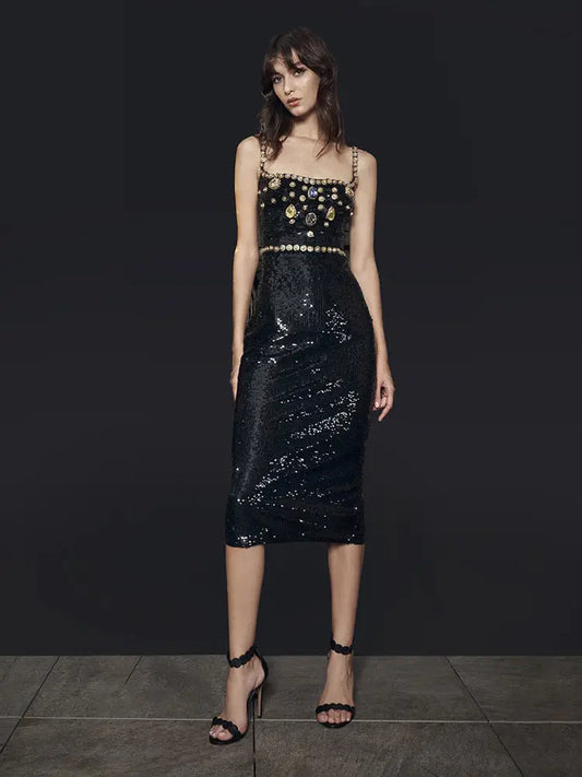 Elegant Crystal Sequin Dinner Dress | same ANTHEM.