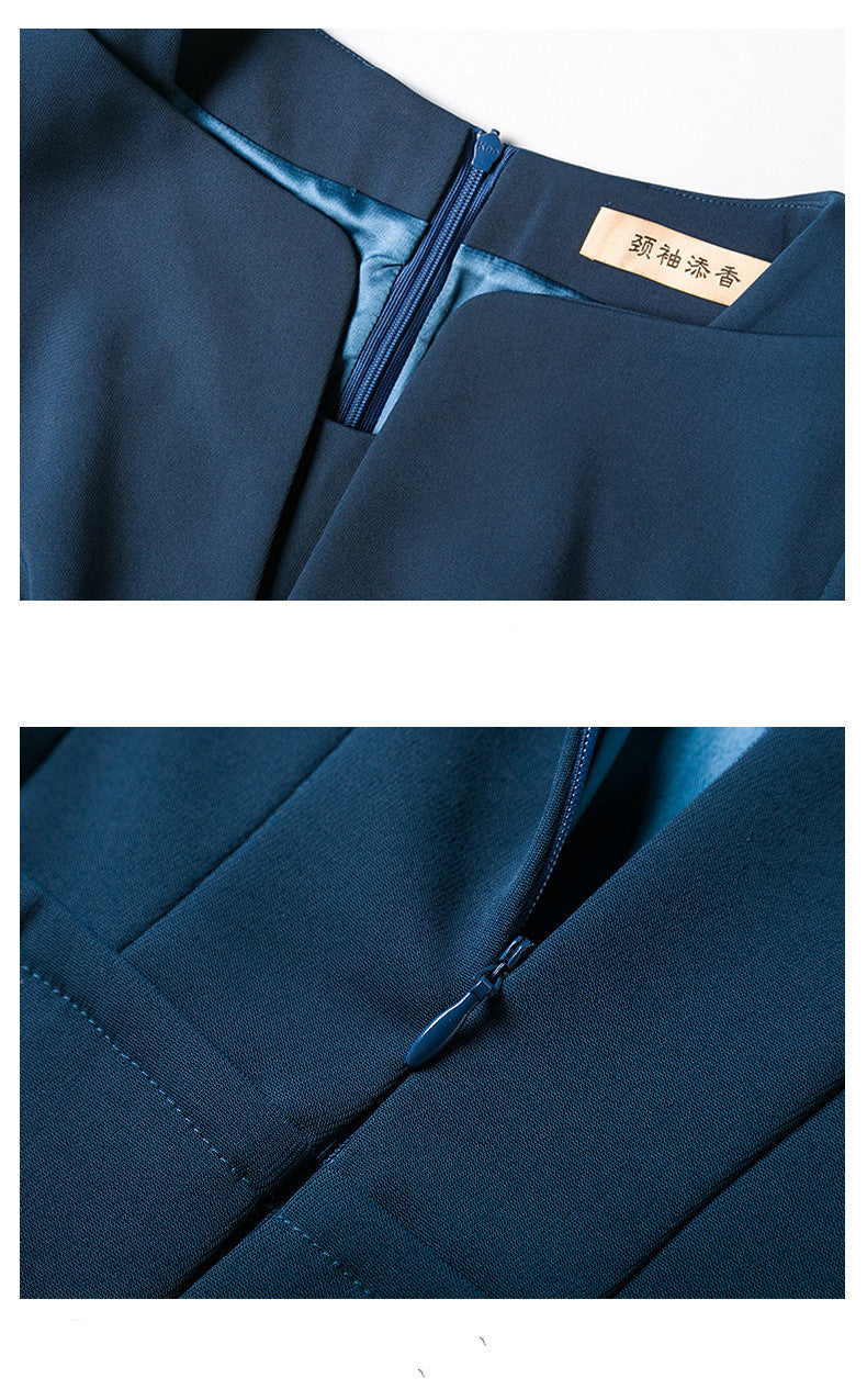 Formal Temperament Elegant And Intellectual Mid-sleeve Red Dress Women - Bag