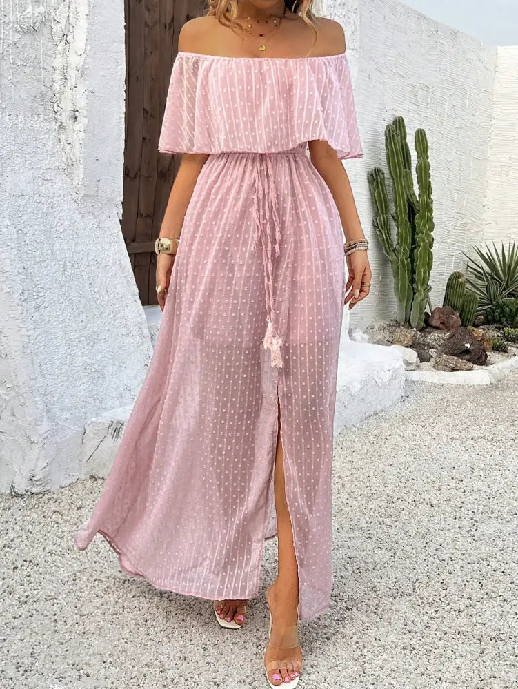 Elegant Off-Shoulder Lover’s Dress | same ANTHEM® - Dark Pink / L - Dress