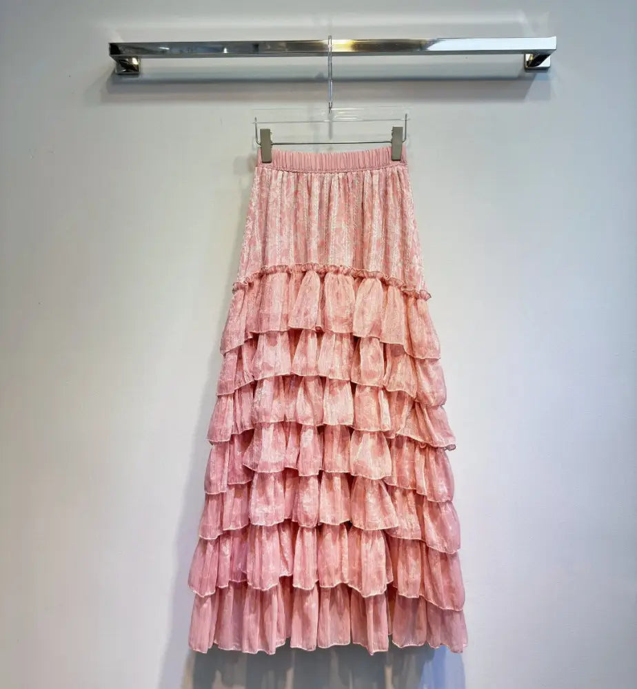 Elegant Patchwork Mesh Skirt | same ANTHEM® - PINK / S
