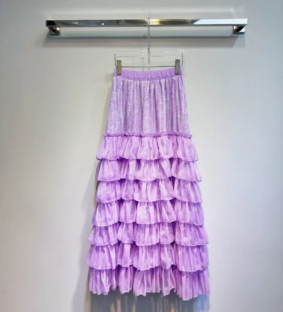 Elegant Patchwork Mesh Skirt | same ANTHEM® - PURPLE / S