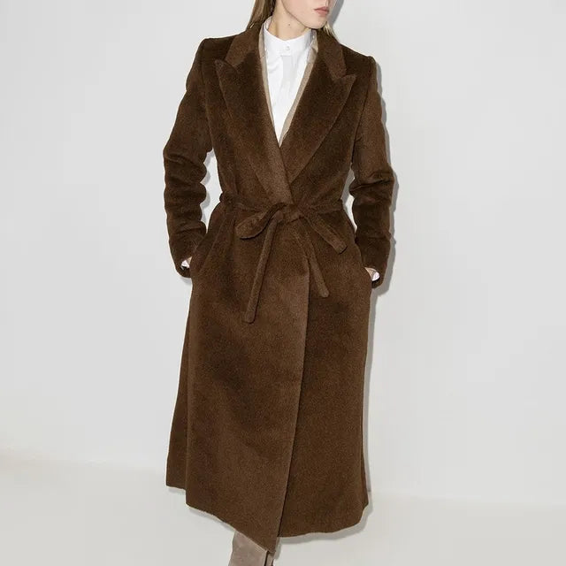 Elegant Vintage Trench Coat Women | Notched Collar Lace-Up | soulmate wear | same ANTHEM - COFFEE / S