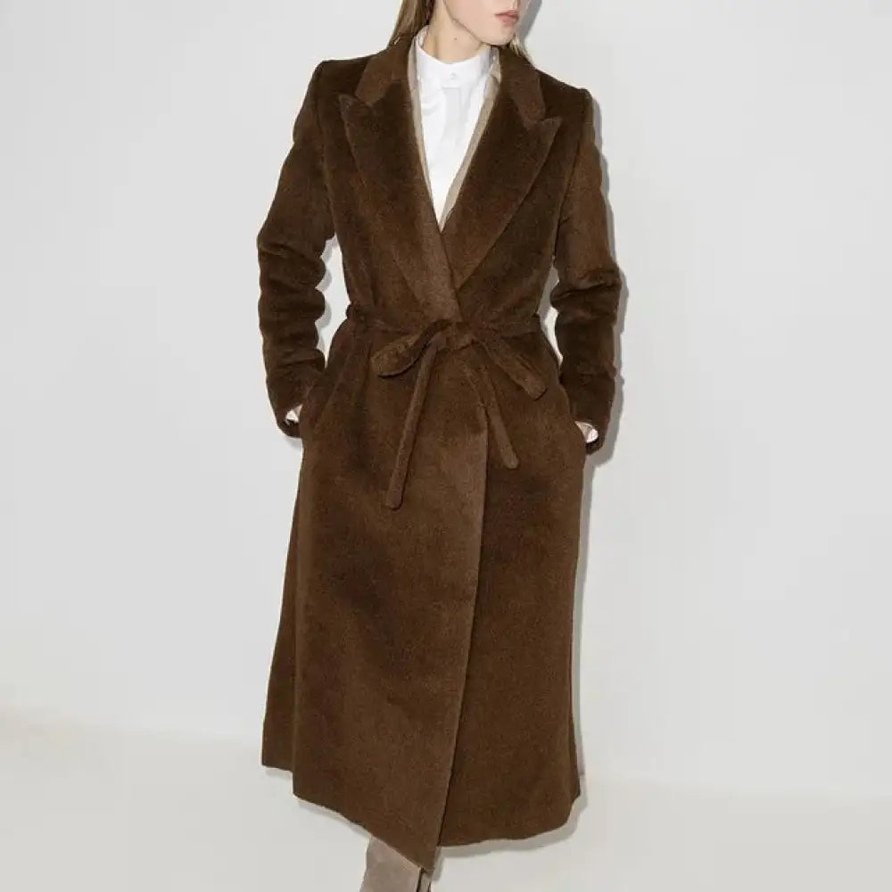 Elegant Vintage Trench Coat Women | Notched Collar Lace-Up | soulmate wear | same ANTHEM - COFFEE / S
