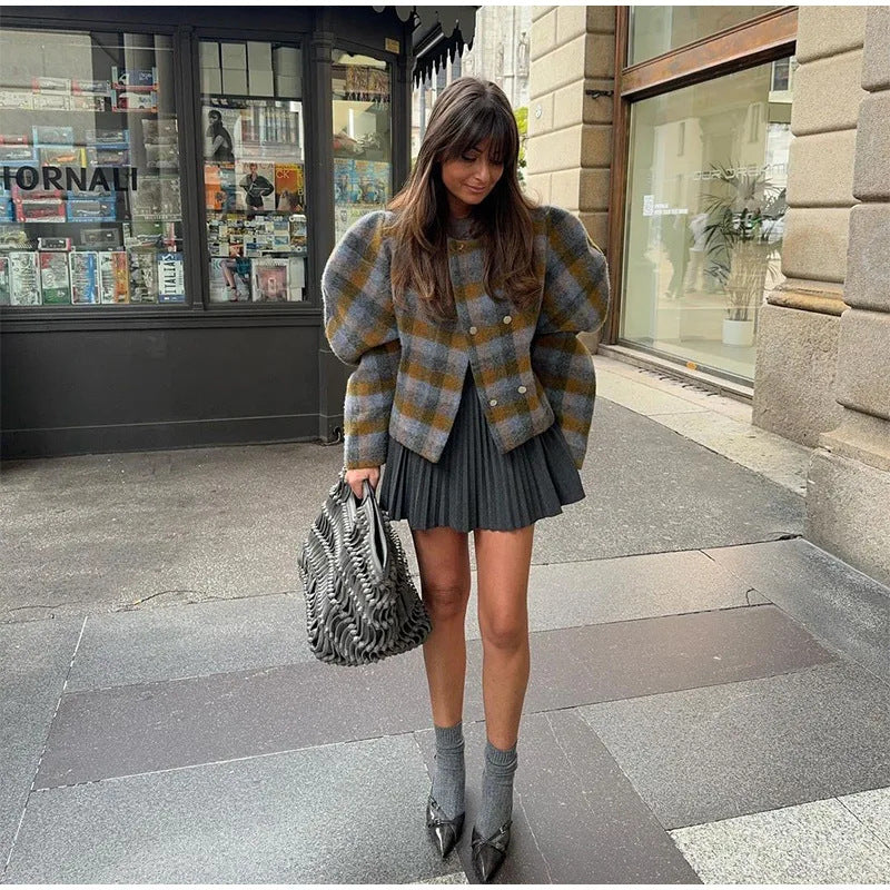 Elegant Wool Plaid Jacket for Women | same ANTHEM
