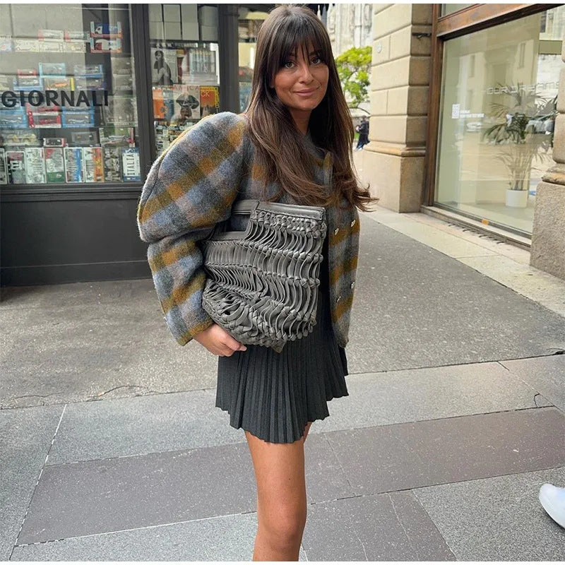 Elegant Wool Plaid Jacket for Women | same ANTHEM