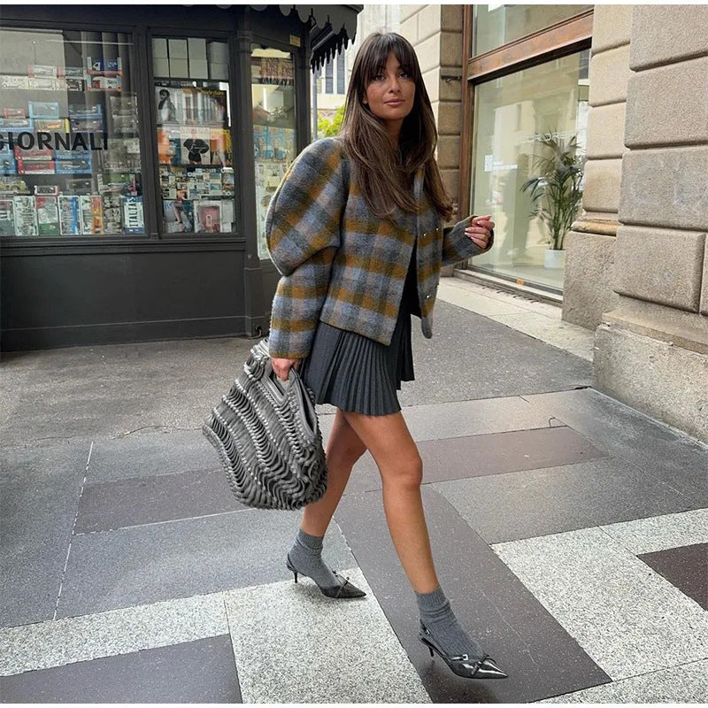 Elegant Wool Plaid Jacket for Women | same ANTHEM