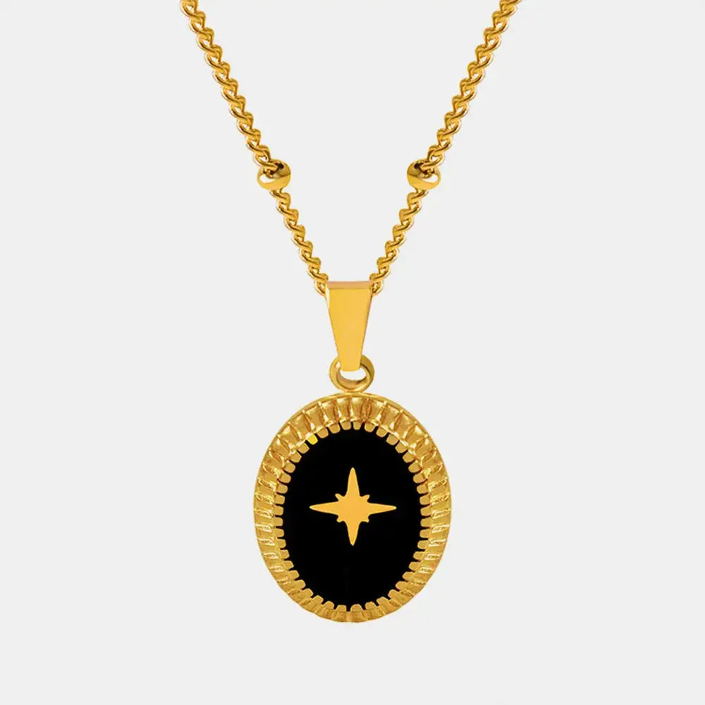 Elliptical Star Pendant Necklace – Titanium Steel Streetwear Jewelry | same ANTHEM. - Gold / One Size