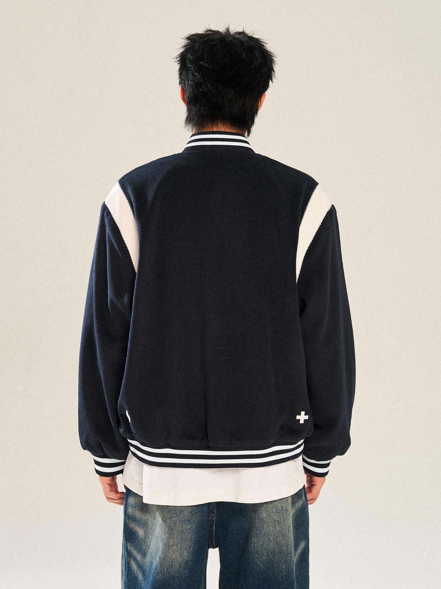 Contrast Color Embroidered Couple’s Baseball Uniform Jacket Coat - Bag