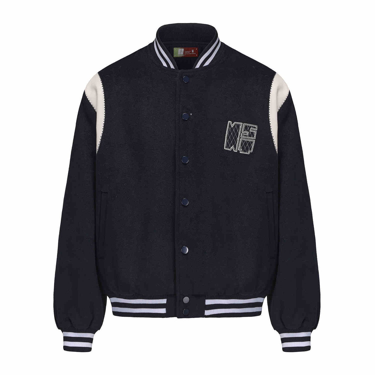 Contrast Color Embroidered Couple’s Baseball Uniform Jacket Coat - Dark Blue / L - Bag