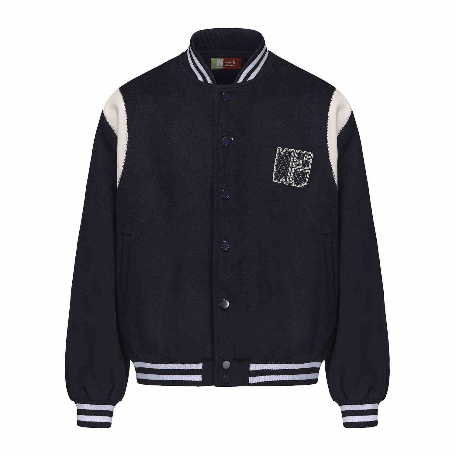 Contrast Color Embroidered Couple’s Baseball Uniform Jacket Coat - Dark Blue / L - Bag