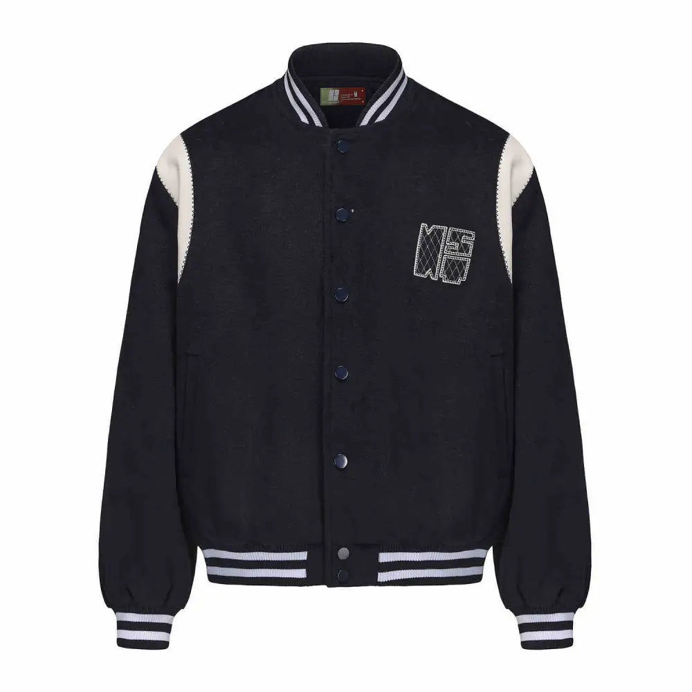 Contrast Color Embroidered Couple’s Baseball Uniform Jacket Coat - Dark Blue / L - Bag