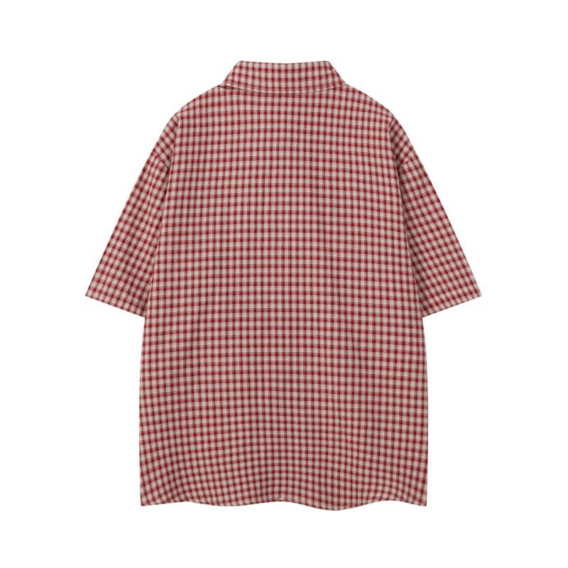 Embroidered Cartoon Checkered Shirt – same ANTHEM. Nostalgic Soulmate Streetwear for Men