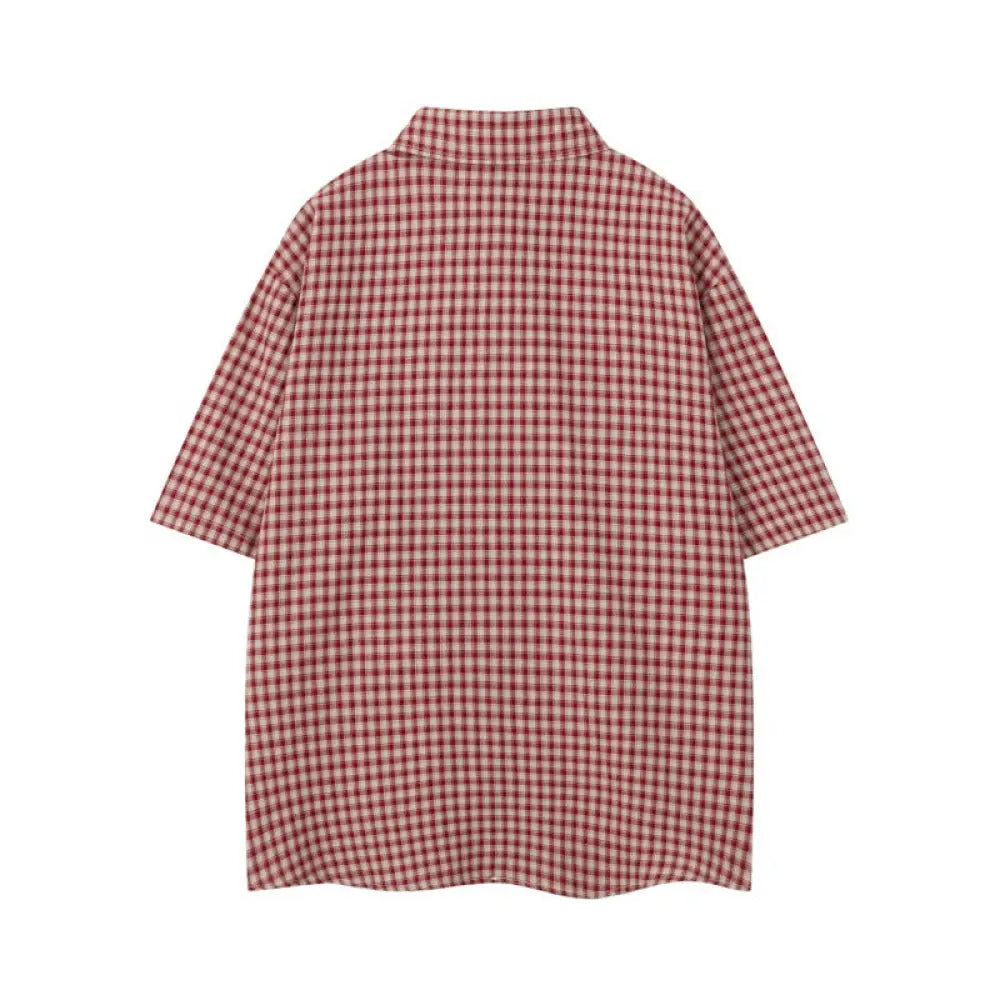 Embroidered Cartoon Checkered Shirt – same ANTHEM. Nostalgic Soulmate Streetwear for Men