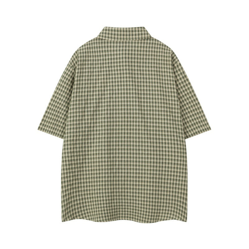 Embroidered Cartoon Checkered Shirt – same ANTHEM. Nostalgic Soulmate Streetwear for Men