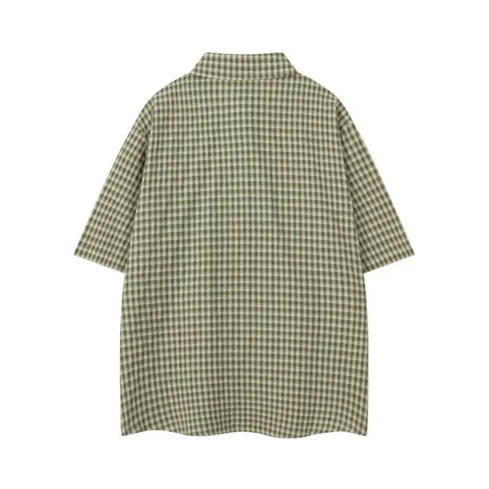 Embroidered Cartoon Checkered Shirt – same ANTHEM. Nostalgic Soulmate Streetwear for Men