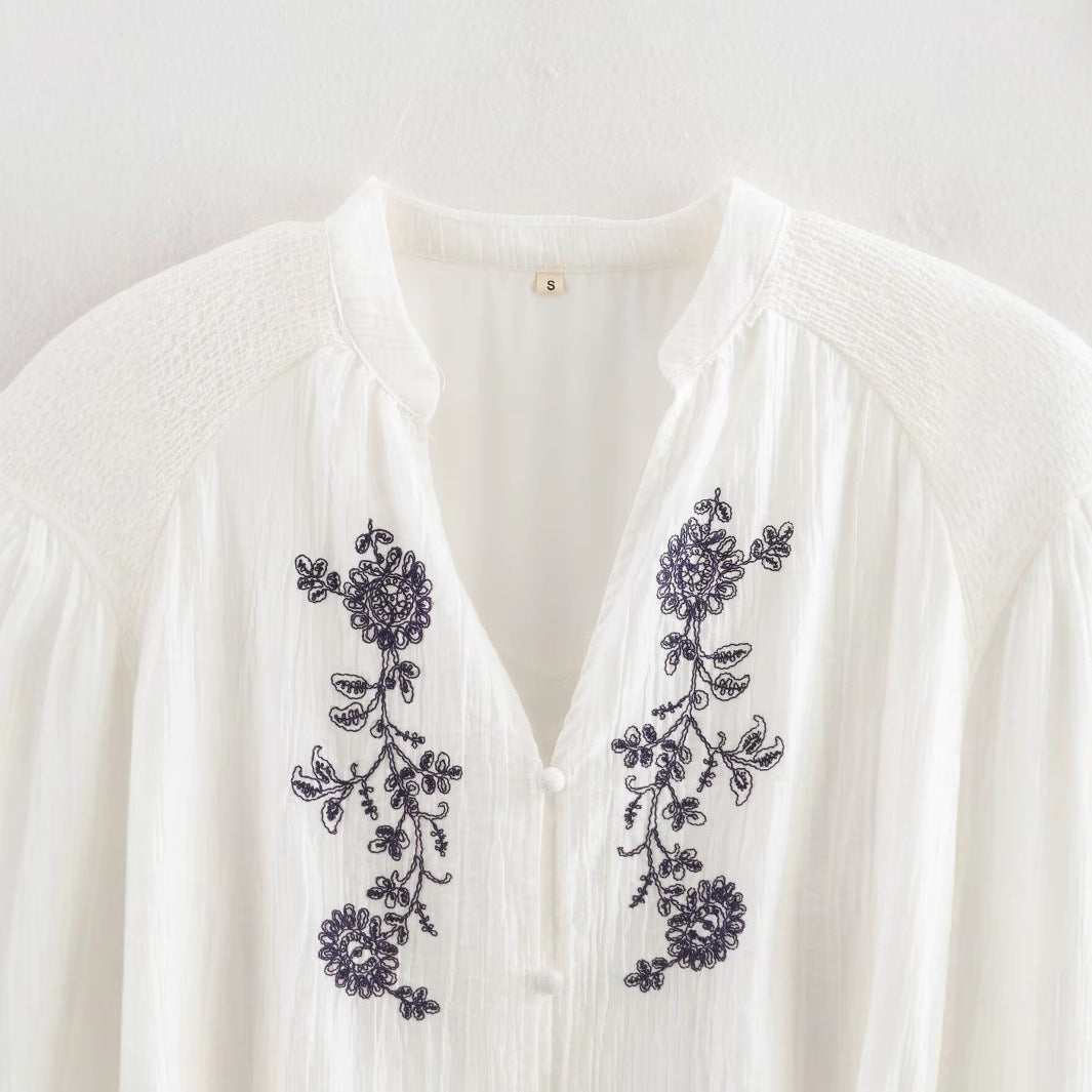 Embroidered Chiffon V-Neck Dress – Loose Romantic Streetwear | same ANTHEM
