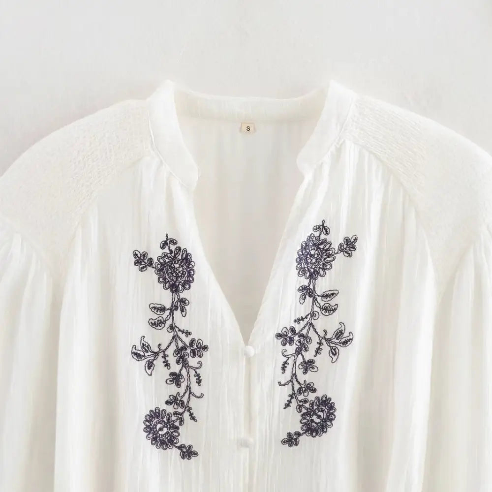 Embroidered Chiffon V-Neck Dress – Loose Romantic Streetwear | same ANTHEM