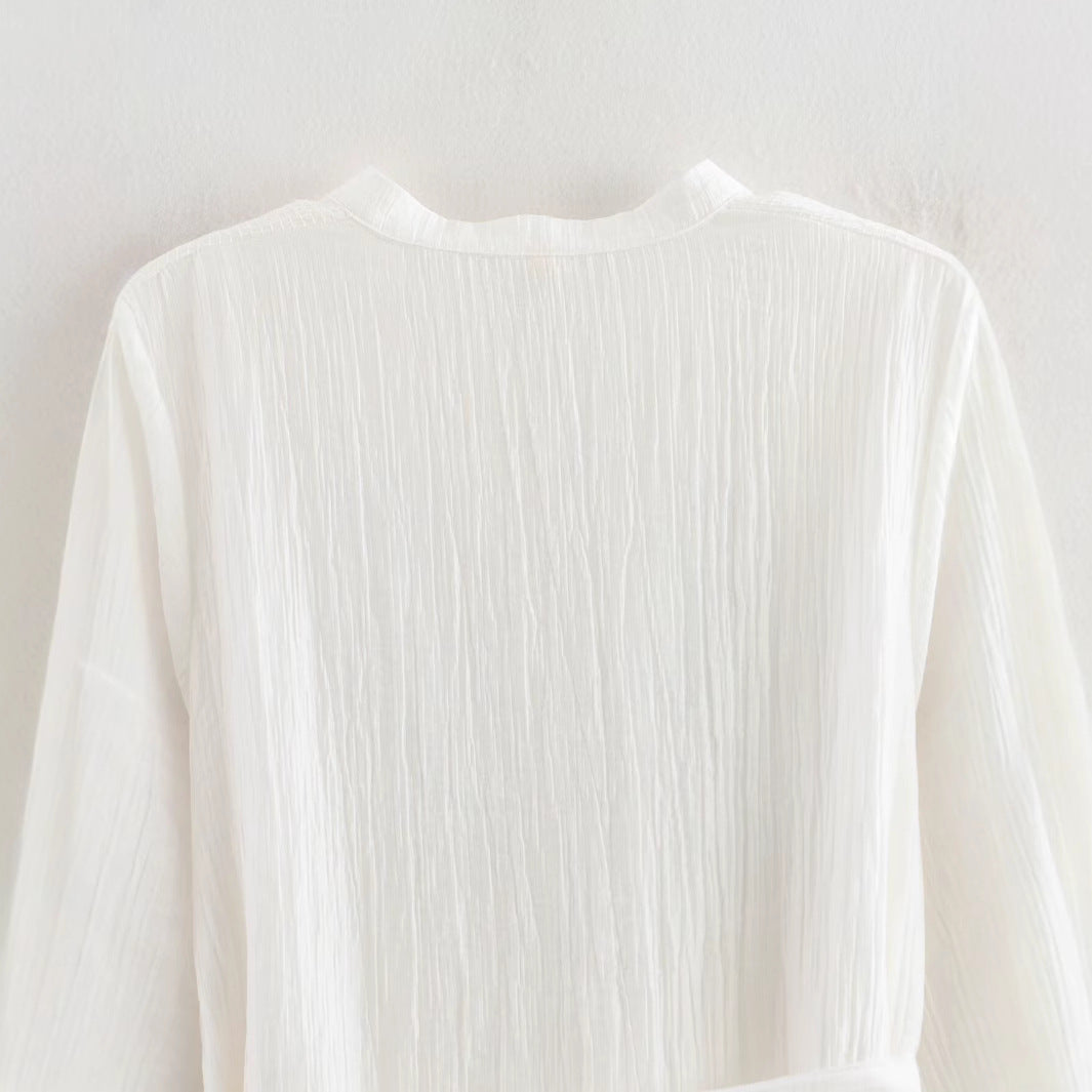 Embroidered Chiffon V-Neck Dress – Loose Romantic Streetwear | same ANTHEM