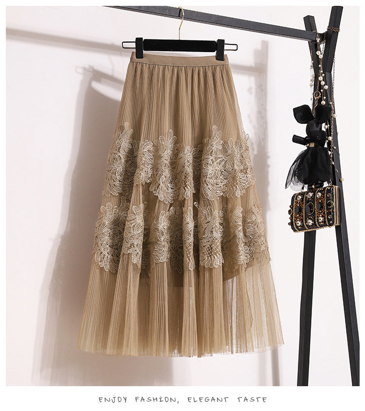 Embroidered Floral Lace Pleated A-Line Cake Midi Skirt | Made for Lovers & Friends | Wear Your Style Sing the Same