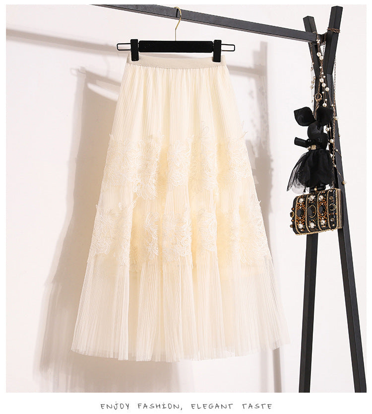 Embroidered Floral Lace Pleated A-Line Cake Midi Skirt | Made for Lovers & Friends | Wear Your Style Sing the Same