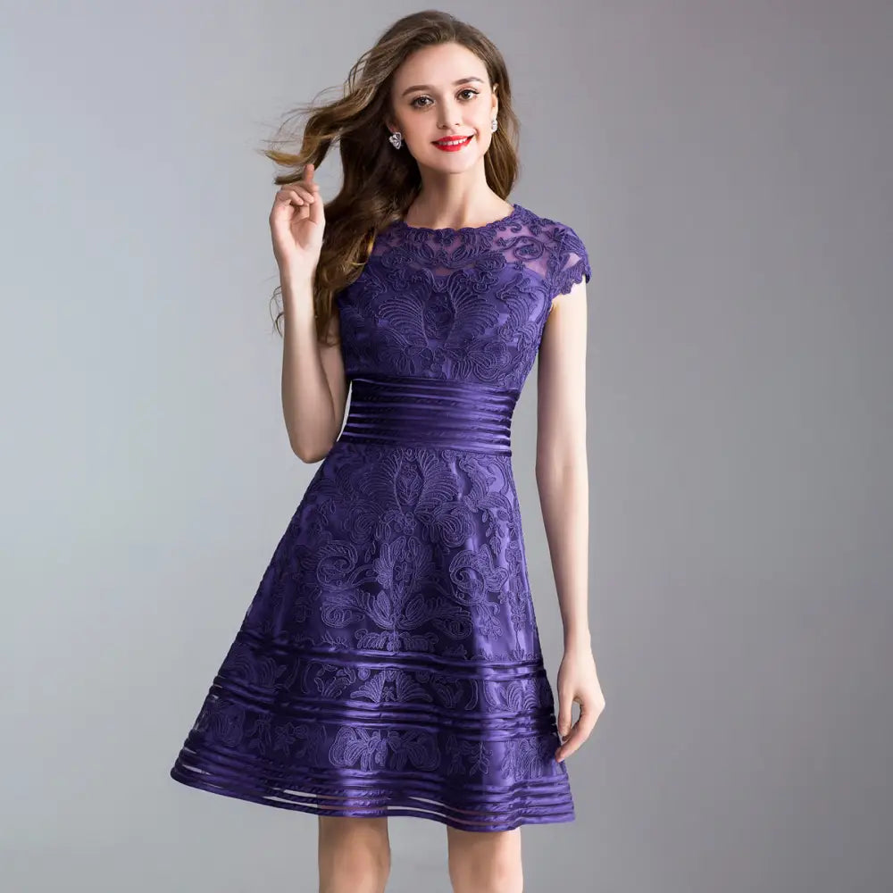 Embroidered Lace Dress | same ANTHEM. - Purple / 3XL - Dress