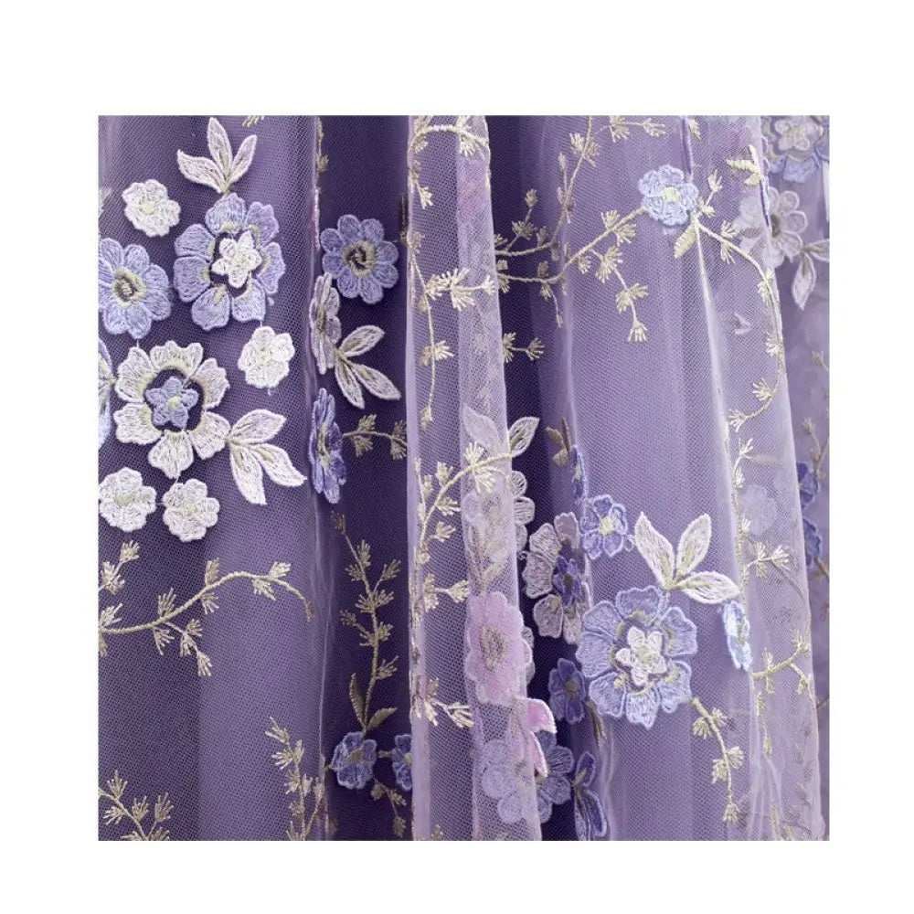 Embroidered Mesh Skirt | same ANTHEM. - Violet / One size - Skirt