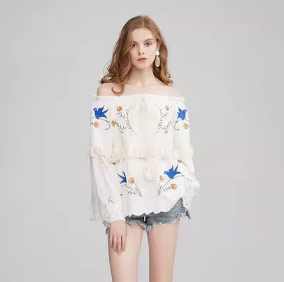Embroidered One-Shoulder Tassel Top – Soulmate Streetwear | same ANTHEM.