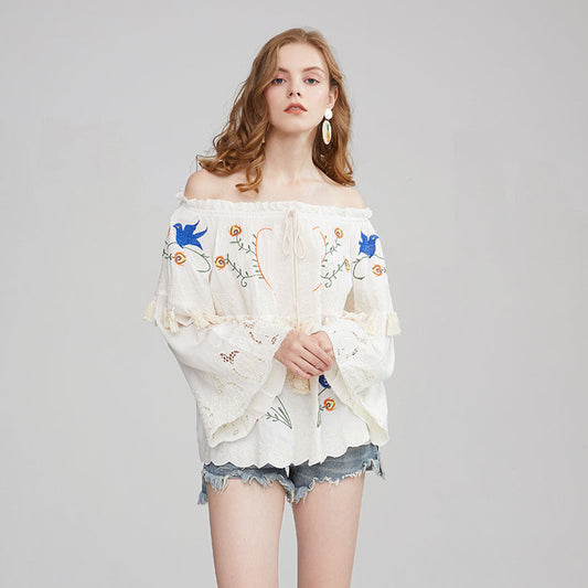 Embroidered One-Shoulder Tassel Top – Soulmate Streetwear | same ANTHEM.