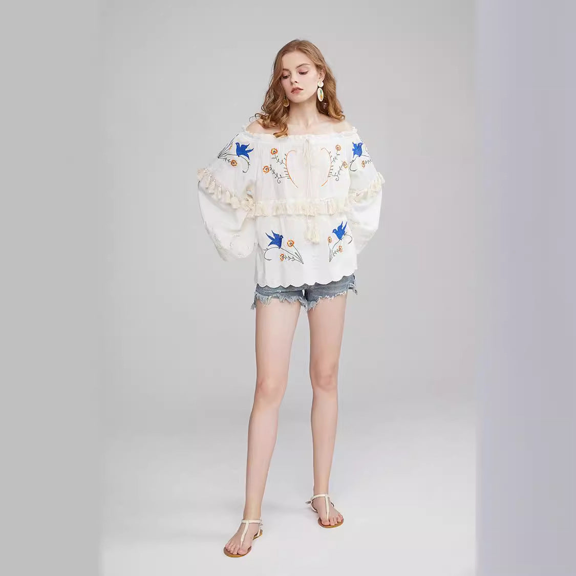 Embroidered One-Shoulder Tassel Top – Soulmate Streetwear | same ANTHEM.