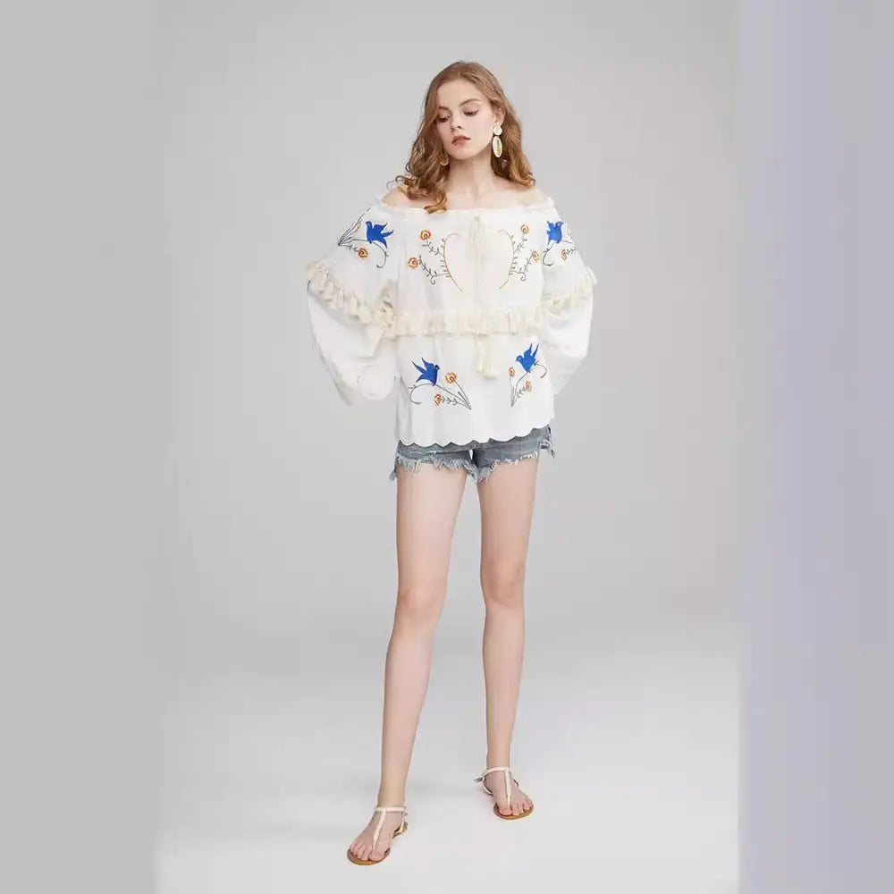 Embroidered One-Shoulder Tassel Top – Soulmate Streetwear | same ANTHEM.