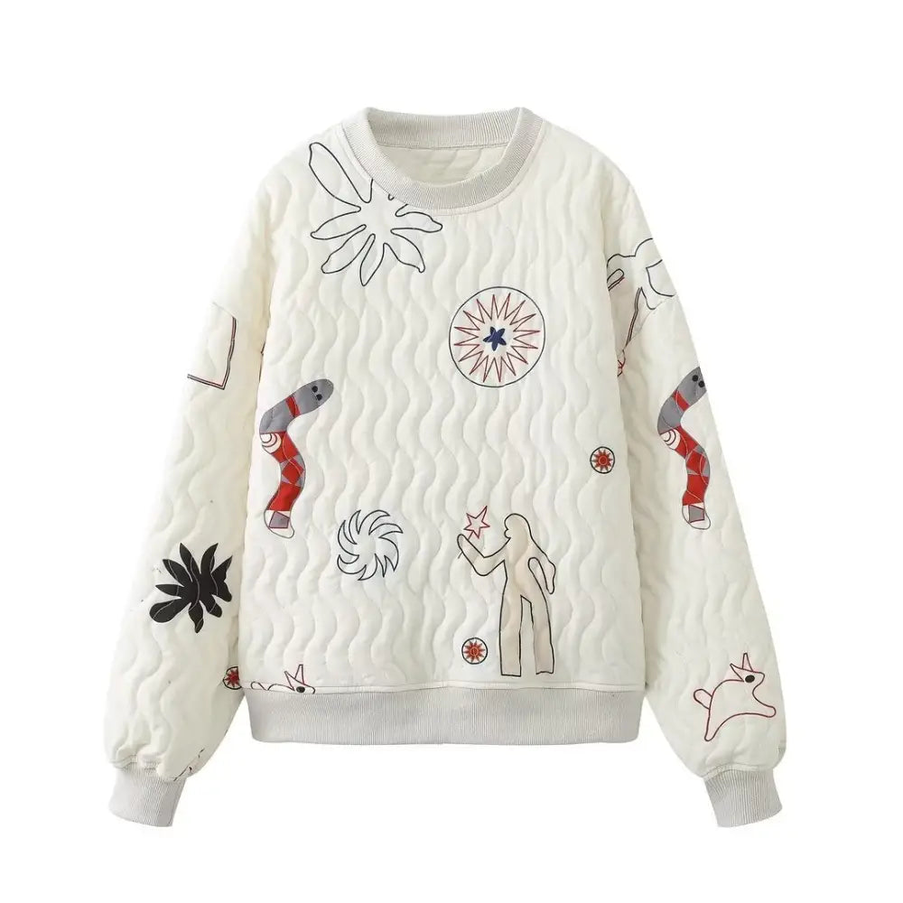 Embroidered Oversized Quilted Sweatshirt – same ANTHEM | French Chic Soulmate Style