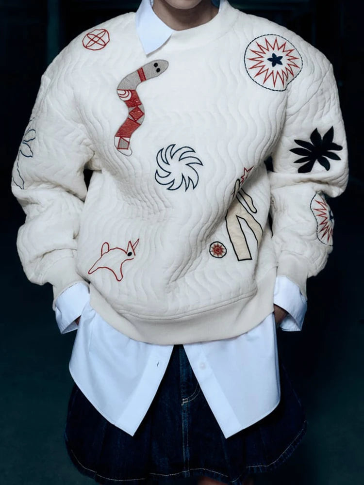 Embroidered Oversized Quilted Sweatshirt – same ANTHEM | French Chic Soulmate Style