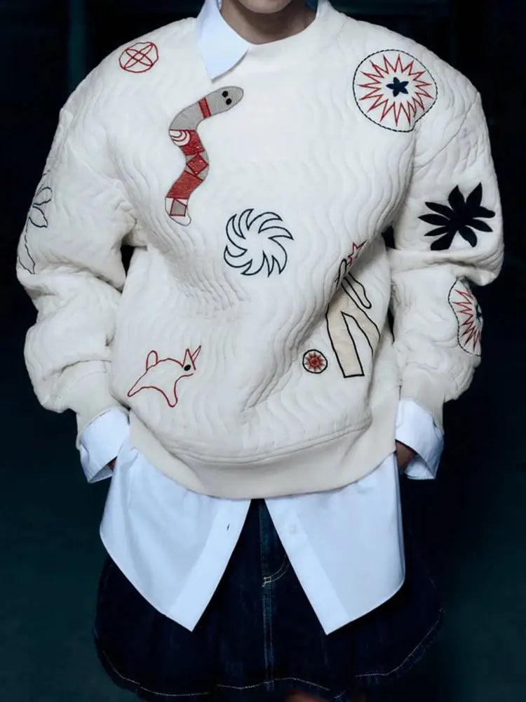 Embroidered Oversized Quilted Sweatshirt – same ANTHEM | French Chic Soulmate Style