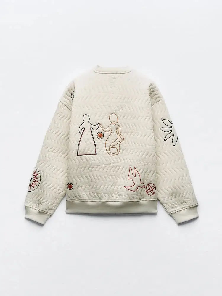 Embroidered Oversized Quilted Sweatshirt – same ANTHEM | French Chic Soulmate Style