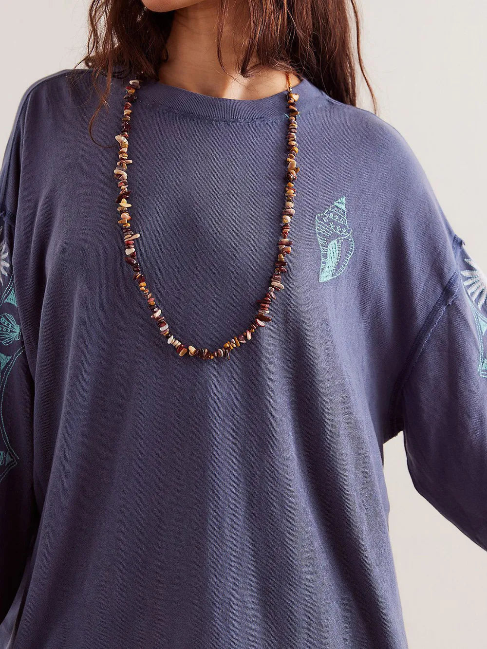 Embroidered Round Neck Sweatshirt – same ANTHEM. - Light Indigo / XL