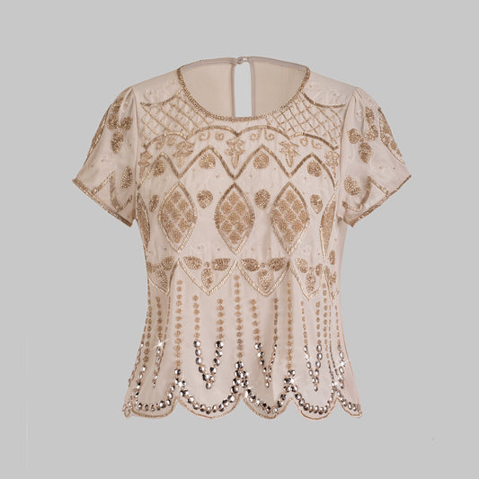 Embroidered Sequined Blouse | same ANTHEM. - Skin Color / S