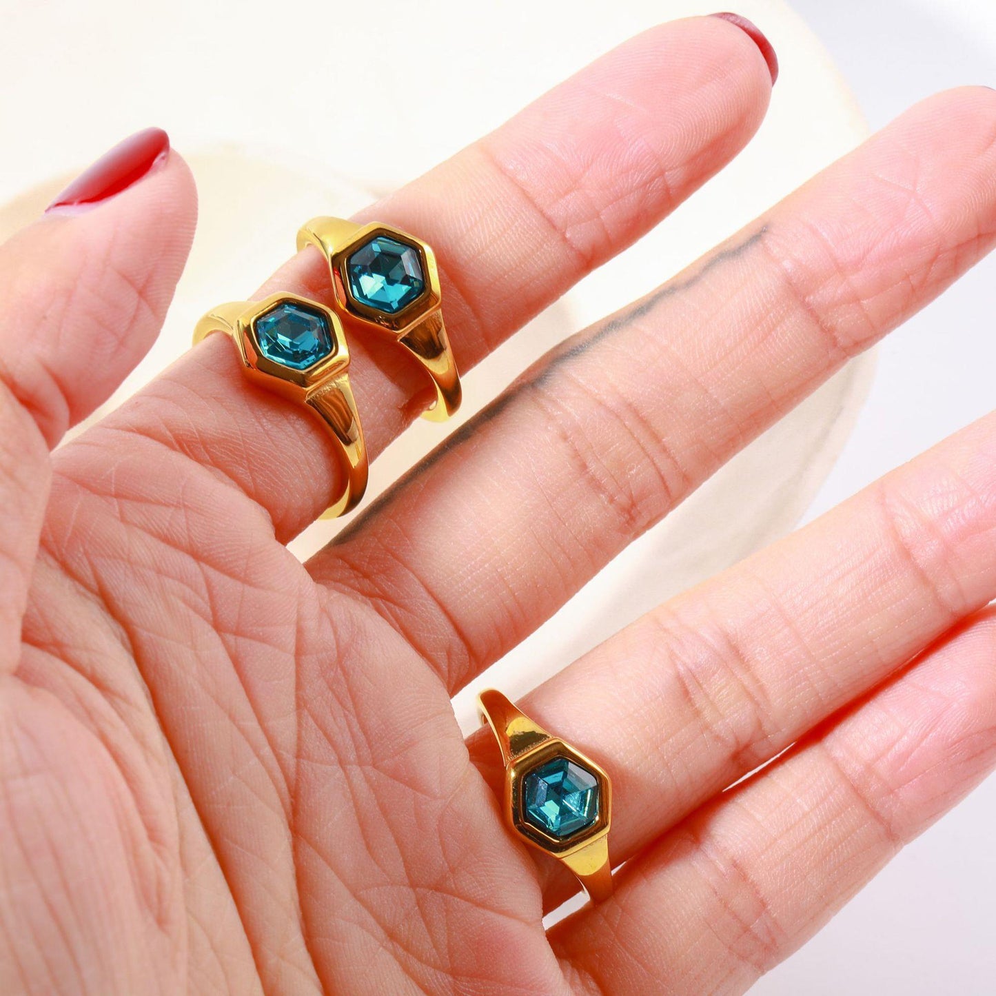 Emerald Honeycomb Zircon Ring | Boho Statement Jewelry | Same Anthem